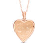 Thumbnail Image 0 of Filigree Etched Heart-Shaped Locket in Sterling Silver with Rose Rhodium