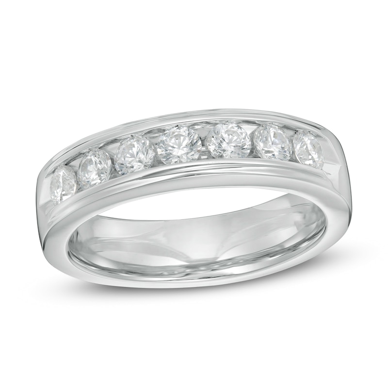 Main Image 1 of Men's 1.00 CT. T.W. Certified Canadian Diamond Wedding Band in 14K White Gold (I/I1)