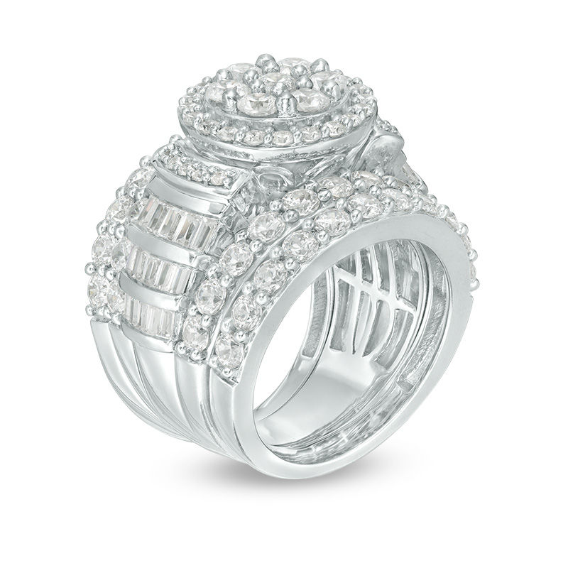 Main Image 2 of 5.01 CT. T.W. Composite Diamond Double Frame Collar Three Piece Bridal Set in 14K White Gold