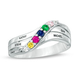 Mother's Journey Birthstone Wave Ring (2-6 Stones and Names)