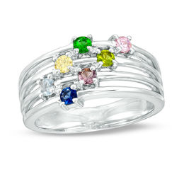 Mother's Birthstone Multi-Row Orbit Ring (7-14 Stones)