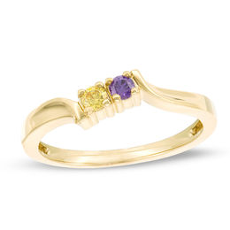 Couple's Birthstone Bypass Ring (2 Stones)