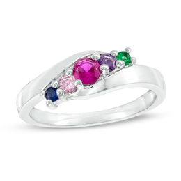 Mother's Birthstone Three Stone Bypass Ring (3, 5, or 7 Stones)