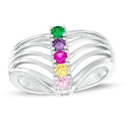 Birthstone Split Shank Chevron Ring (1-5 Stones)