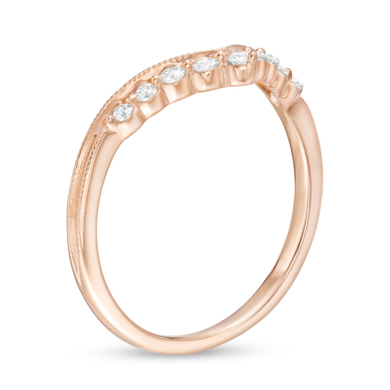 Main Image 3 of 0.145 CT. T.W. Diamond Chevron Anniversary Band in 10K Rose Gold