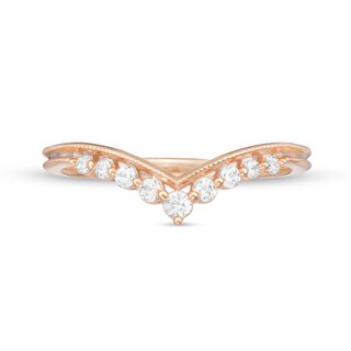 0.145 CT. T.W. Diamond Chevron Anniversary Band in 10K Rose Gold
