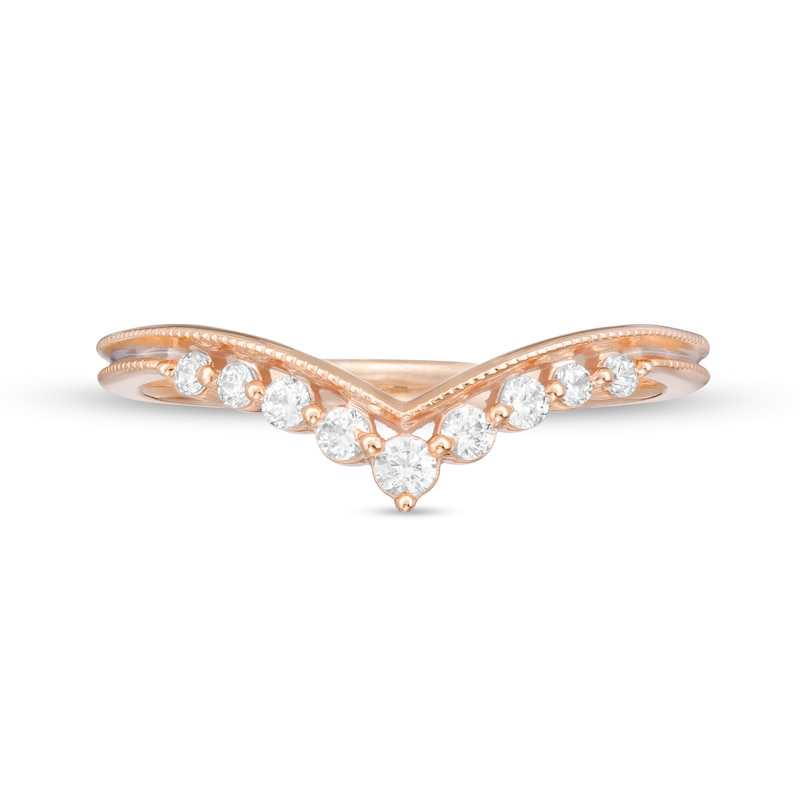 Main Image 4 of 0.145 CT. T.W. Diamond Chevron Anniversary Band in 10K Rose Gold