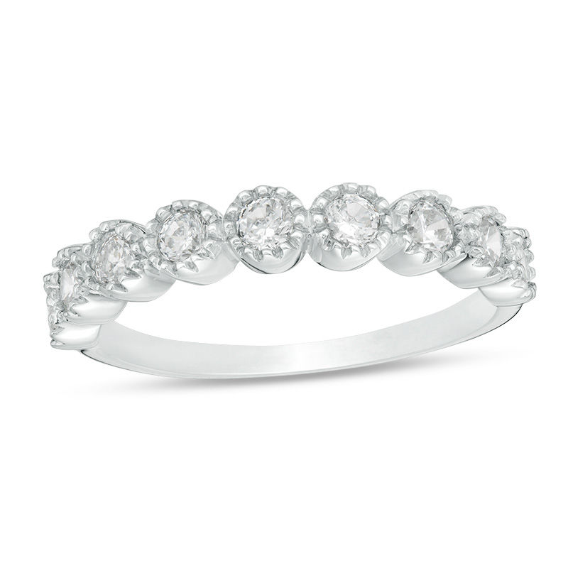 Main Image 1 of 0.45 CT. T.W. Diamond Vintage-Style Nine Stone Anniversary Band in 10K White Gold