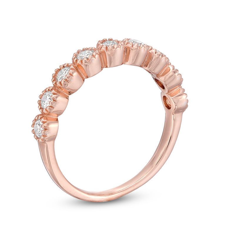 Main Image 3 of 0.45 CT. T.W. Diamond Vintage-Style Nine Stone Anniversary Band in 10K Rose Gold
