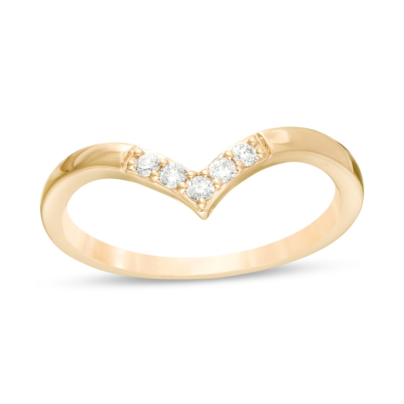 0.085 CT. T.W. Diamond Five Stone Chevron Anniversary Band in 10K Gold