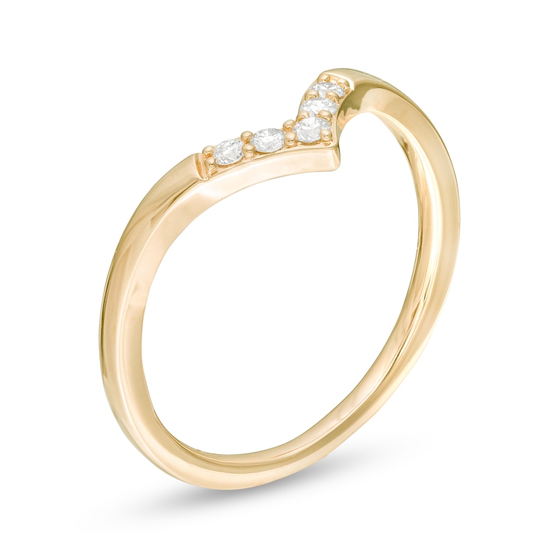 Main Image 3 of 0.085 CT. T.W. Diamond Five Stone Chevron Anniversary Band in 10K Gold