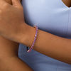 Thumbnail Image 2 of Sideways Oval Amethyst Line Bangle in Sterling Silver with Rose Rhodium
