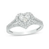 Thumbnail Image 0 of 0.45 CT. T.W. Princess-Cut and Round Diamond Heart Frame Ring in 10K White Gold