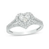 Thumbnail Image 1 of 0.45 CT. T.W. Princess-Cut and Round Diamond Heart Frame Ring in 10K White Gold