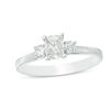 Thumbnail Image 1 of 0.50 CT. T.W. Composite Diamond Cushion Three Stone Engagement Ring in 14K White Gold