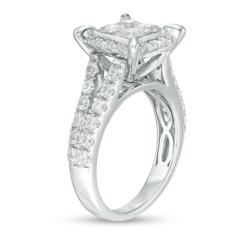 Main Image 2 of 2.00 CT. T.W. Quad Princess-Cut Diamond Frame Engagement Ring in 14K White Gold