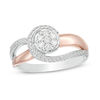 Thumbnail Image 0 of 0.28 CT. T.W. Composite Diamond Bypass Swirl Ring in Sterling Silver and 10K Rose Gold