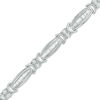 2.00 CT. T.W. Baguette and Round Diamond Link Bracelet in 10K White Gold - 7.5"