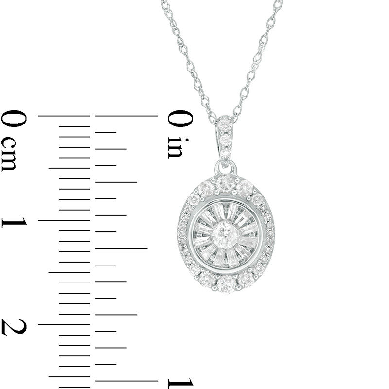 Main Image 2 of 0.50 CT. T.W. Diamond Oval Frame Pendant in 10K White Gold