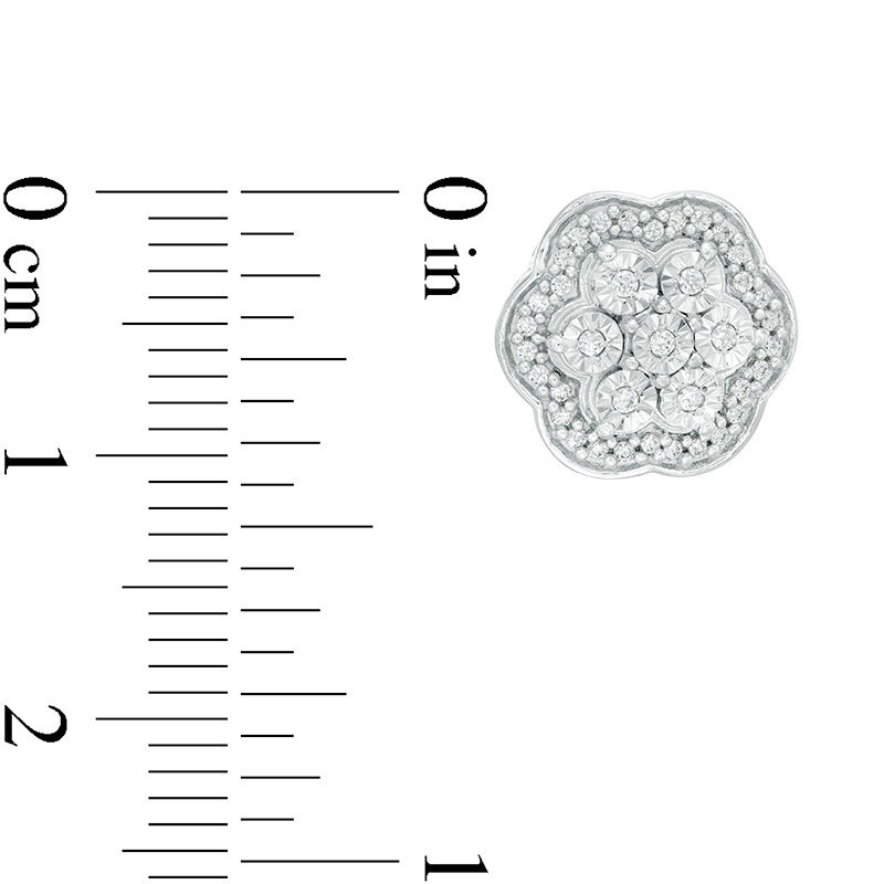 Main Image 3 of 0.25 CT. T.W. Composite Diamond Flower Frame Stud Earrings in Sterling Silver