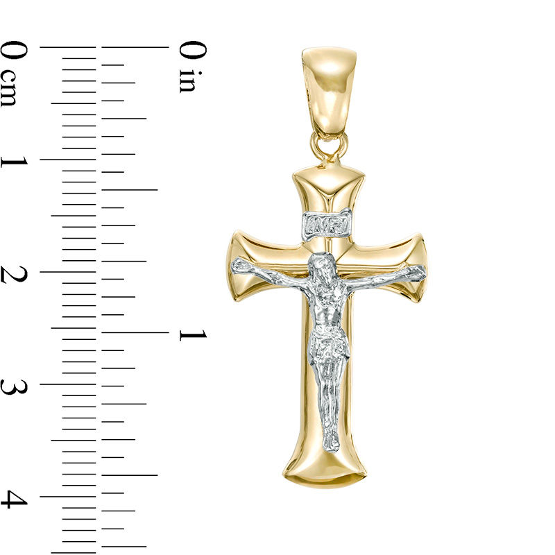 Italian Gold Men's Crucifix Necklace Charm in 14K Two-Tone Gold|Peoples Jewellers