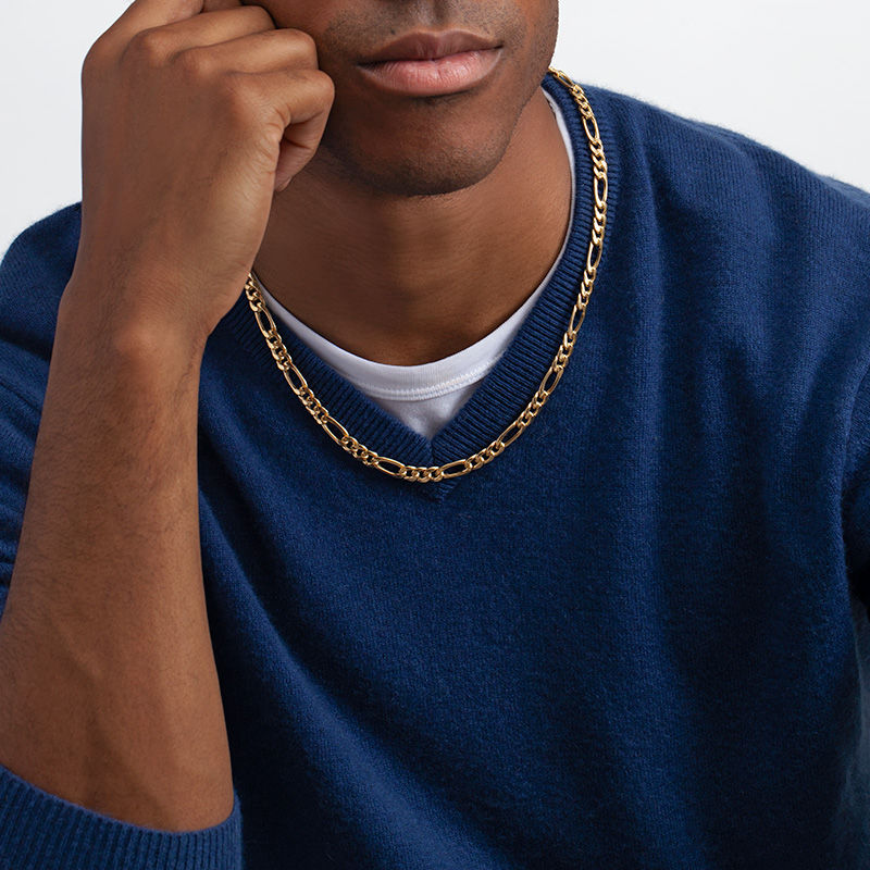 Main Image 2 of Men's 180 Gauge Figaro Chain Necklace in 14K Gold - 22"