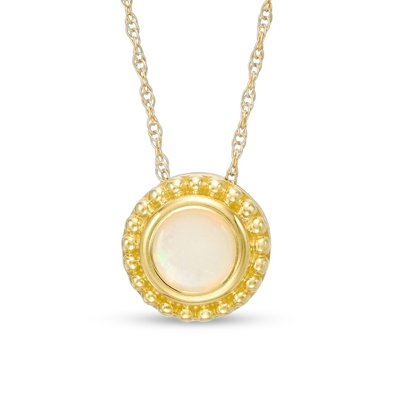 5.0mm Opal Bead Frame Pendant in 10K Gold