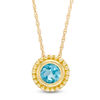 Thumbnail Image 1 of 5.0mm Blue Topaz Bead Frame Pendant in 10K Gold