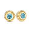 Thumbnail Image 1 of 4.0mm Blue Topaz Bead Frame Stud Earrings in 10K Gold
