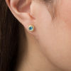 Thumbnail Image 1 of 4.0mm Blue Topaz Bead Frame Stud Earrings in 10K Gold