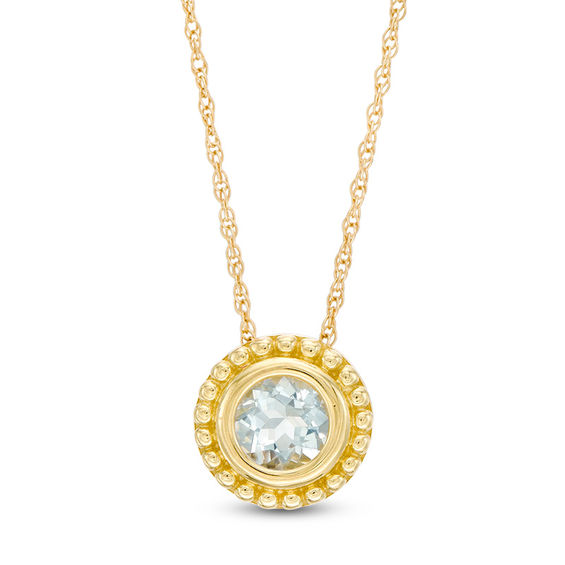 5.0mm Aquamarine Bead Frame Pendant in 10K Gold