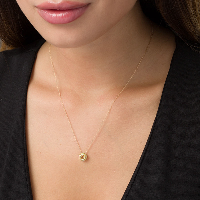 Main Image 2 of 5.0mm Citrine Bead Frame Pendant in 10K Gold