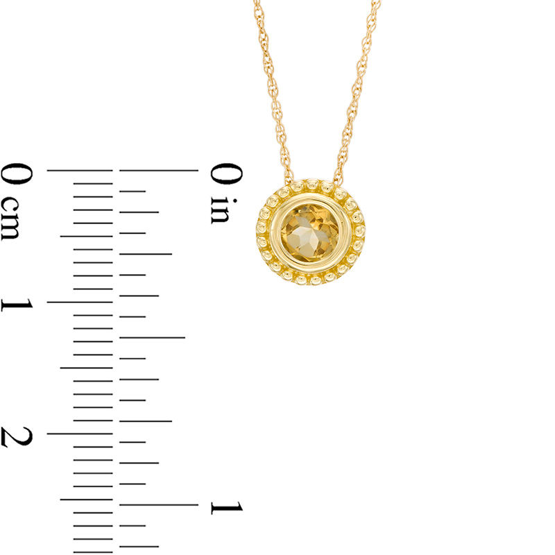 Main Image 3 of 5.0mm Citrine Bead Frame Pendant in 10K Gold