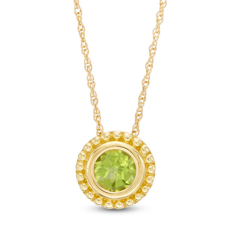 Main Image 1 of 5.0mm Peridot Bead Frame Pendant in 10K Gold