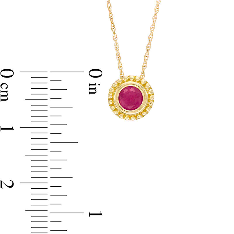 5.0mm Ruby Bead Frame Pendant in 10K Gold