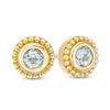 Thumbnail Image 1 of 4.0mm Aquamarine Bead Frame Stud Earrings in 10K Gold