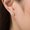 Thumbnail Image 2 of 4.0mm Aquamarine Bead Frame Stud Earrings in 10K Gold