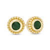Thumbnail Image 1 of 4.0mm Emerald Bead Frame Stud Earrings in 10K Gold