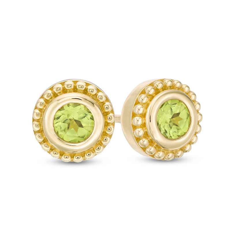 4.0mm Peridot Bead Frame Stud Earrings in 10K Gold