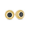 Thumbnail Image 0 of 4.0mm Blue Sapphire Bead Frame Stud Earrings in 10K Gold