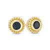 Thumbnail Image 1 of 4.0mm Blue Sapphire Bead Frame Stud Earrings in 10K Gold
