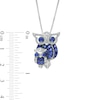 Thumbnail Image 3 of Lab-Created Blue and White Sapphire Beaded Motherly Love Owl Pendant in Sterling Silver