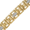 Men's 0.25 CT. T.W. Diamond Multi-Finish Triple Row Brick Pattern Link Bracelet in 10K Gold - 8.5"