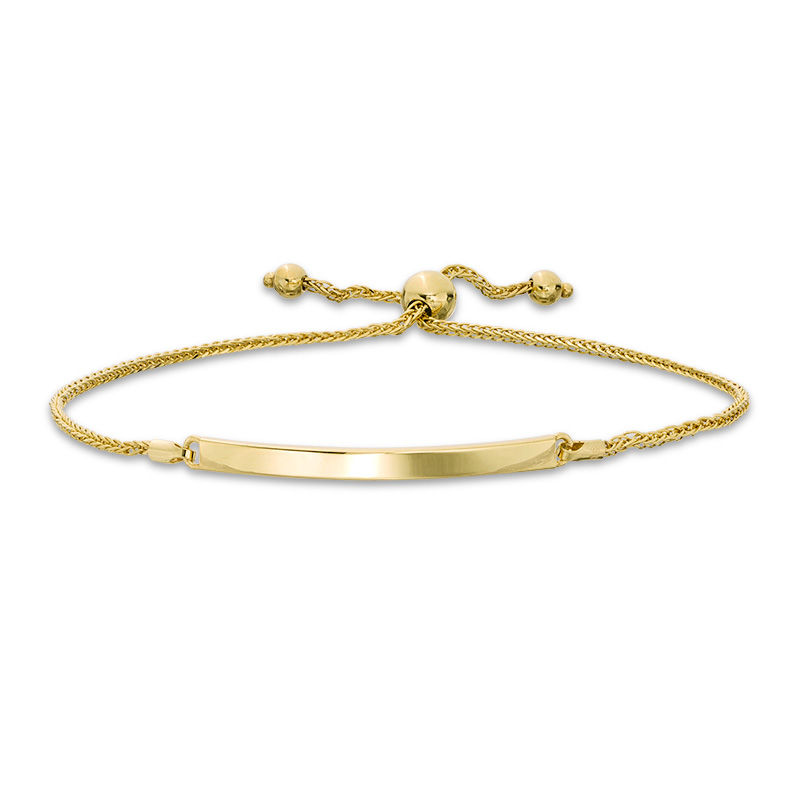 Italian Gold Curved Bar Bolo Bracelet in 14K Gold - 9.0"