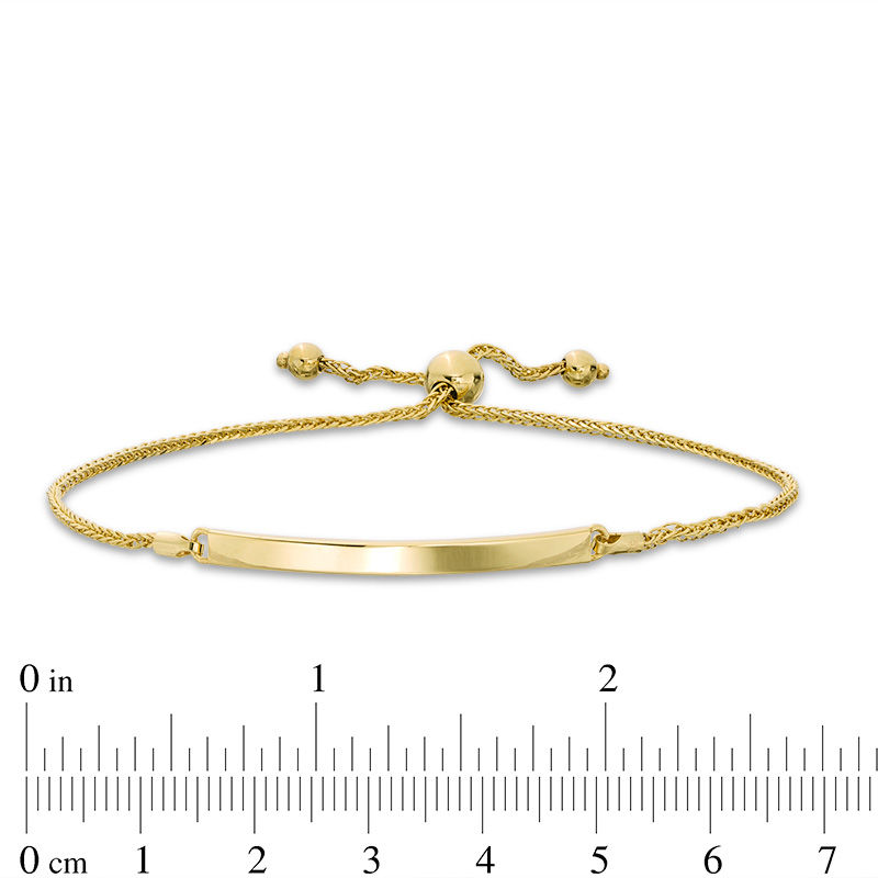 Italian Gold Curved Bar Bolo Bracelet in 14K Gold - 9.0"