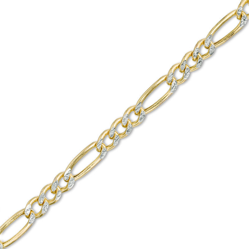 Italian Gold Men's 120 Gauge Diamond-Cut Figaro Chain Bracelet in 14K Two-Tone Gold - 8.0"