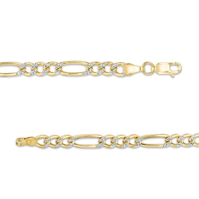 Italian Gold 120 Gauge Diamond-Cut Figaro Chain Bracelet in 14K Two-Tone Gold - 8.0"