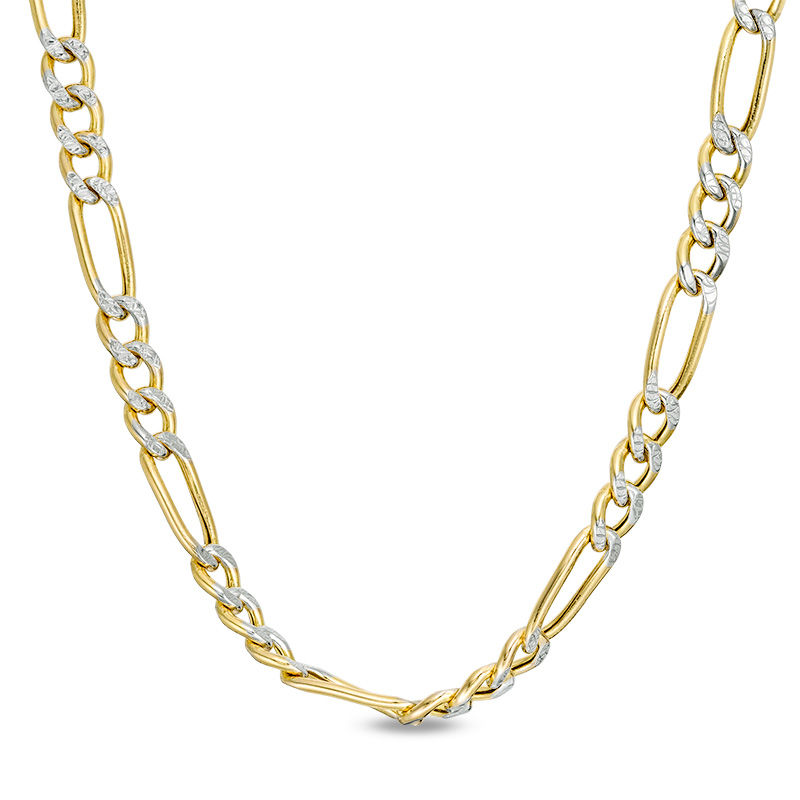 Italian Gold Men's 120 Gauge Diamond-Cut Figaro Chain Necklace in 14K Two-Tone Gold - 22"
