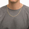 Thumbnail Image 1 of Italian Gold Men's 120 Gauge Diamond-Cut Figaro Chain Necklace in 14K Two-Tone Gold - 22"
