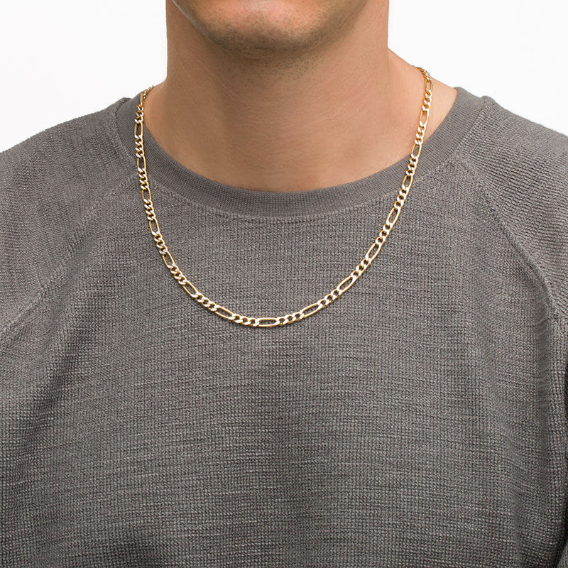 Italian Gold Men's 120 Gauge Diamond-Cut Figaro Chain Necklace in 14K Two-Tone Gold - 22"
